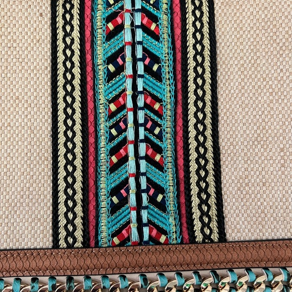 Aldo Hand Bag Purse Embroidery Snakeskin Chain Colourful *READ* - Picture 5 of 10